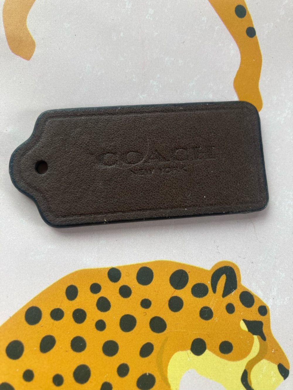 Coach Brown Embossed Leather Bag Tag - Picture 3 of 7